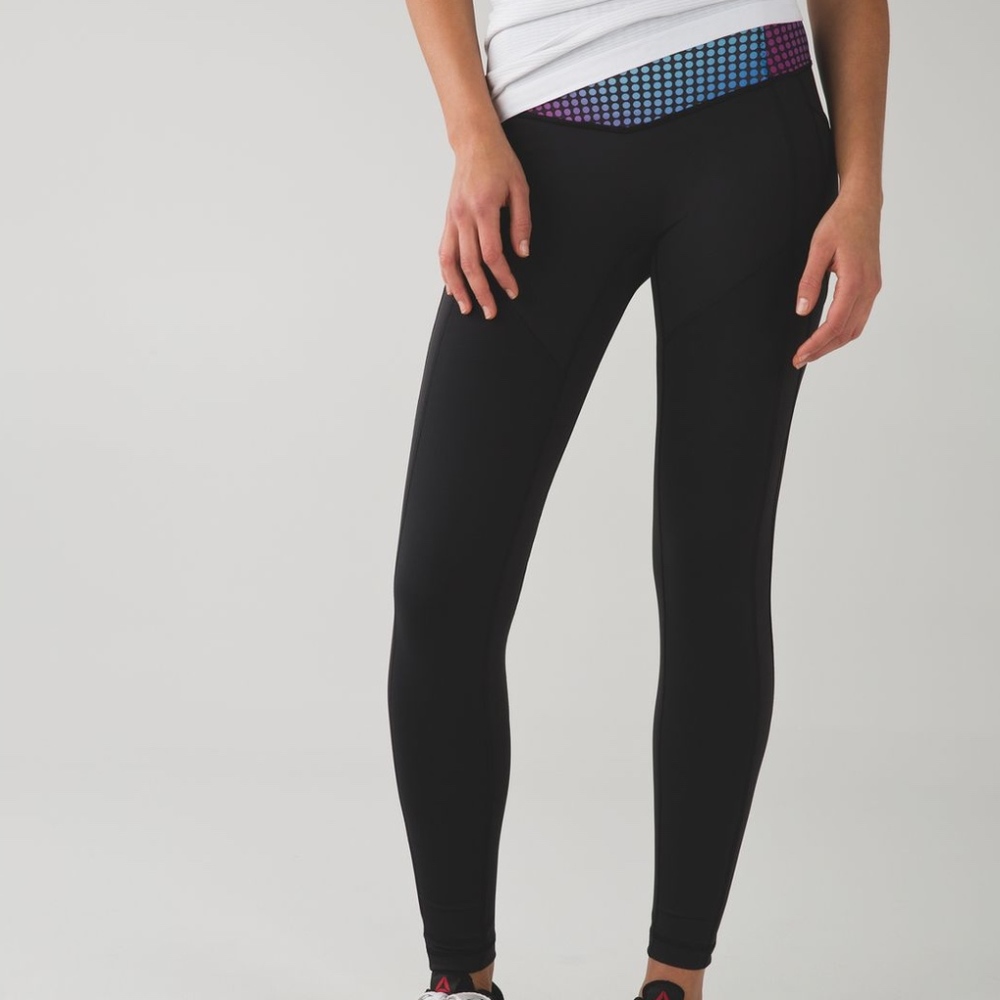 Lululemon Black Leggings Cosmic Dot Waistband